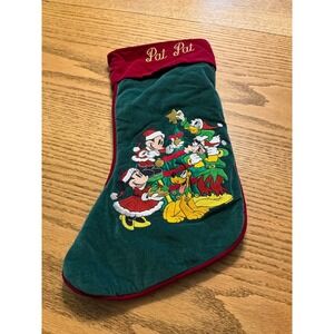 Vintage Disney Mickey Mouse & Friends Christmas Stocking Velvet Embroidered